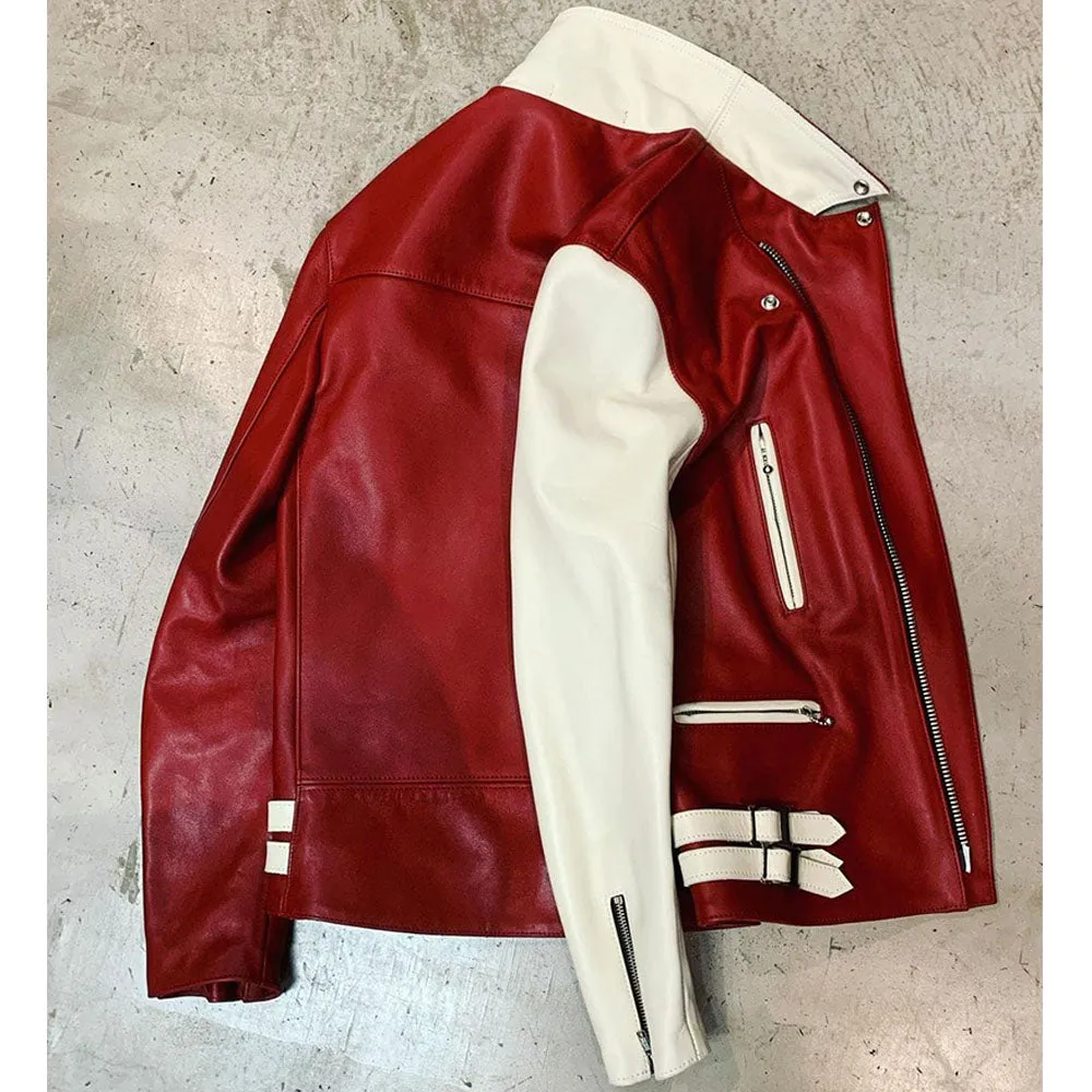Stylish Red Leather Jacket For Women by TJS