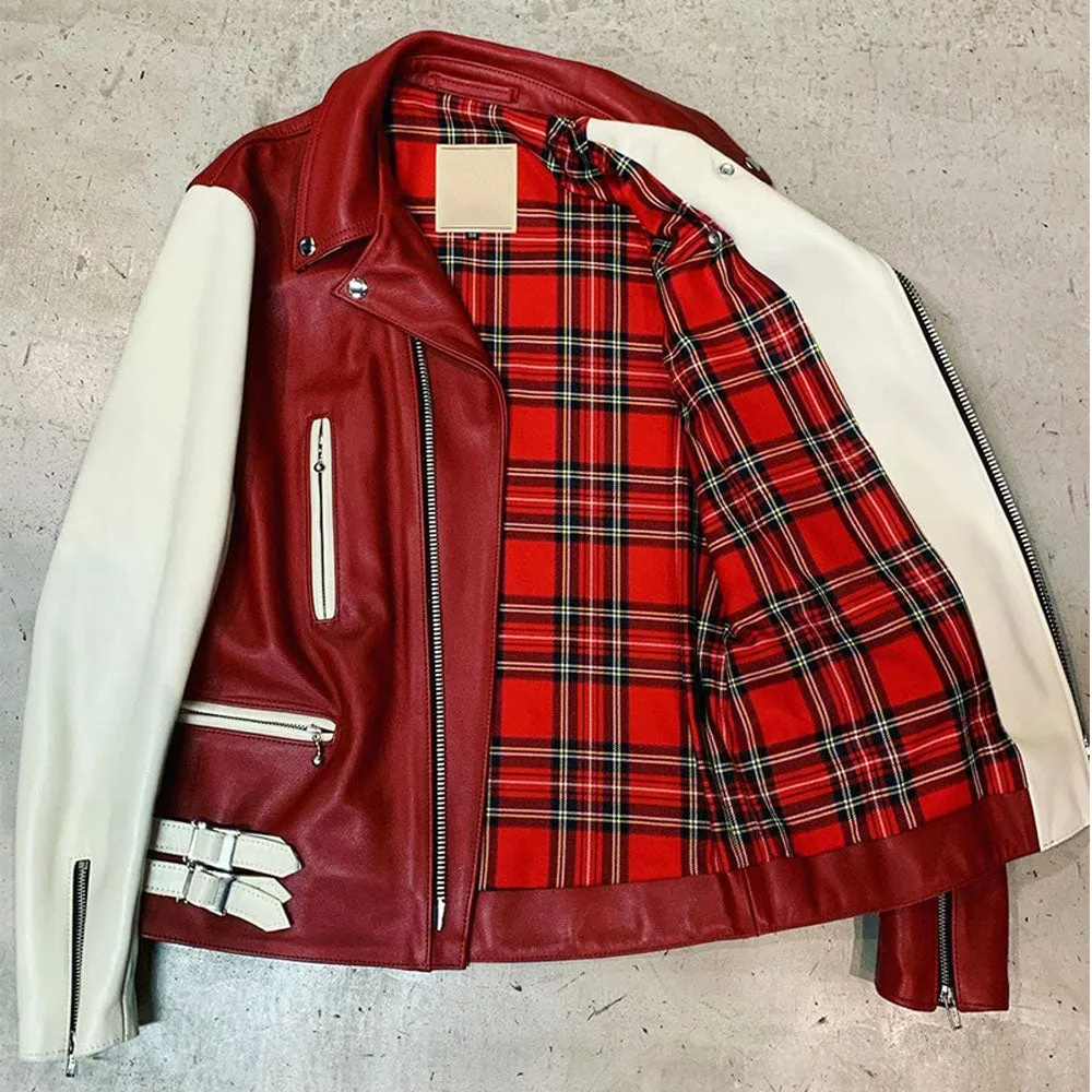 Stylish Red Leather Jacket For Women by TJS
