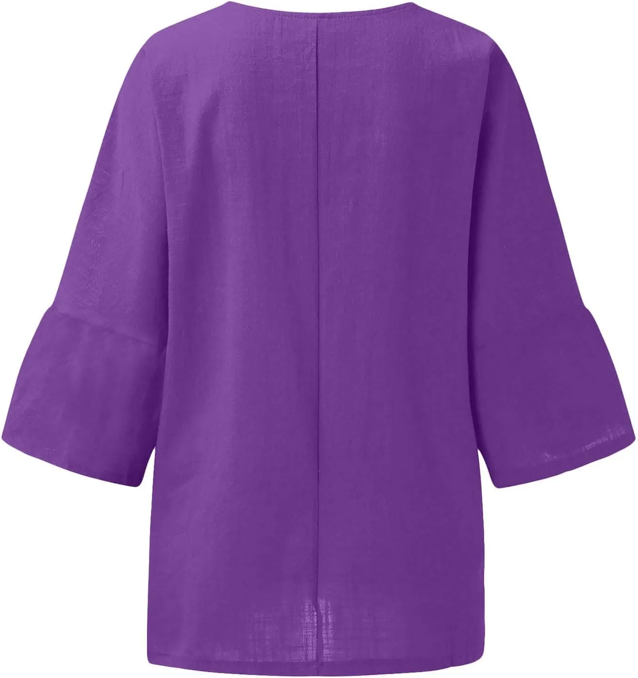 Summer Tops for Women 2025 Trendy Pleated Front Tshirt Loose Fit 3/4 Sleeve Crewneck Blouse Solid Cotton Linen Shirts