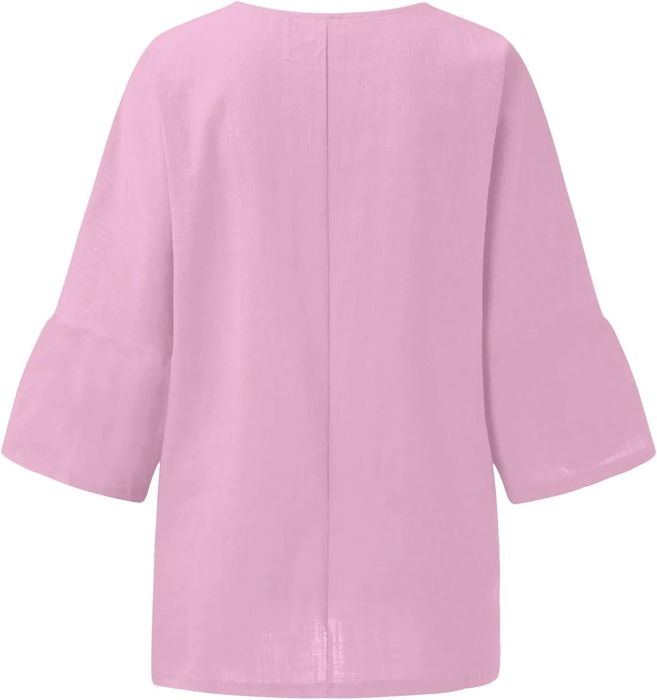 Summer Tops for Women 2025 Trendy Pleated Front Tshirt Loose Fit 3/4 Sleeve Crewneck Blouse Solid Cotton Linen Shirts