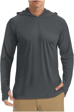 Sun Shirt for Men Casual UPF 50  Hooded Fishing Shirts Long Sleeve Summer Hoodie Lightweight Quick Dry Athletic Shirt