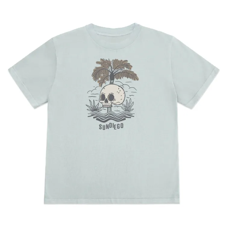 SunDiego Death Palm Box Tee - Vintage Light Blue