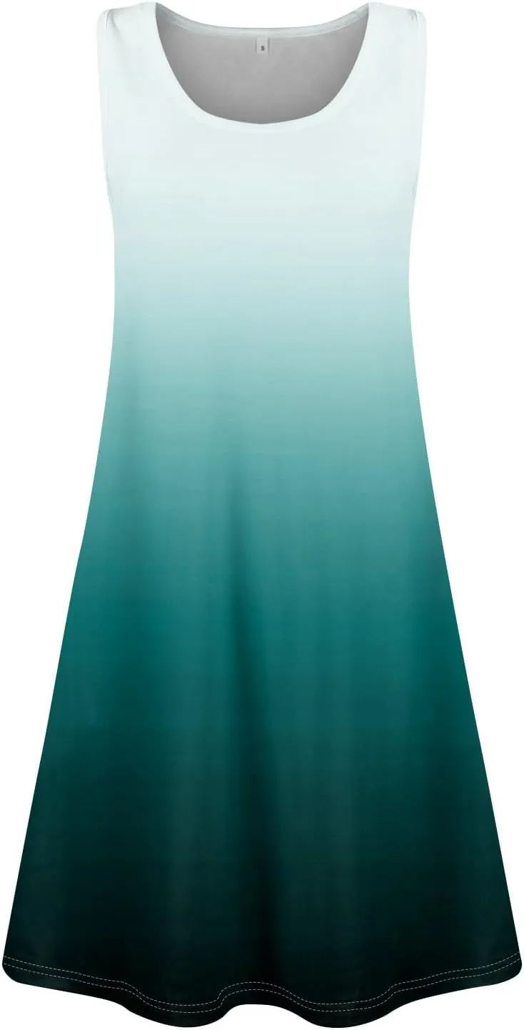 Sundresses for Women 2025 Vacation Sleeveless U Neck Summer Tank Dress with Pockets Frocks with Pockets