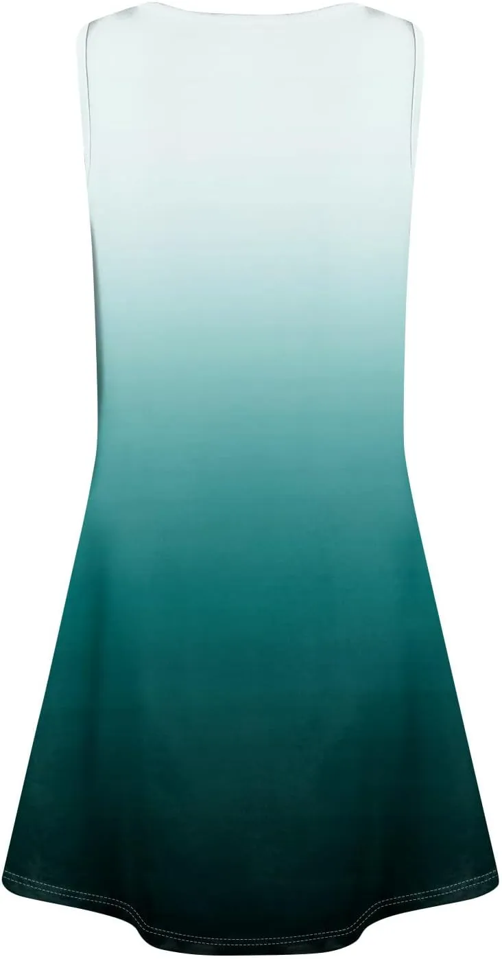 Sundresses for Women 2025 Vacation Sleeveless U Neck Summer Tank Dress with Pockets Frocks with Pockets
