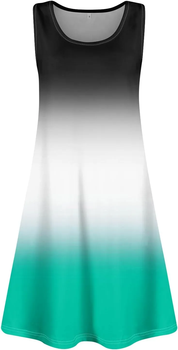 Sundresses for Women 2025 Vacation Sleeveless U Neck Summer Tank Dress with Pockets Frocks with Pockets