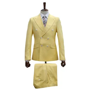Sunny Elegance Double-Breasted Yellow Suit