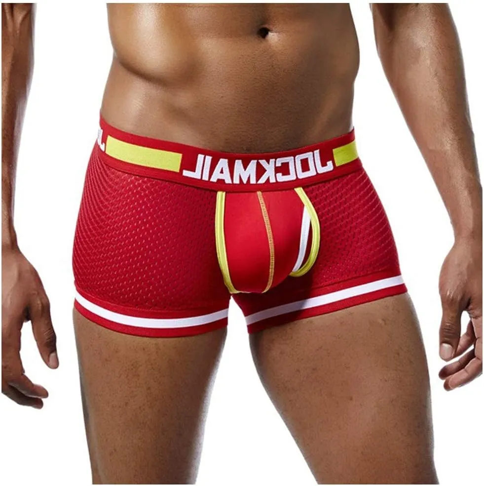 Support Pouch Men's Boxer Briefs Pack, Anti-Chafing, Moisture-Wicking Underwear, Odor Control Mesh Open Fly Panties