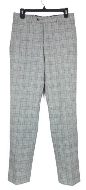 Tallia Mens Slim Fit Plaid Wool Suit Dress Pants Grey Brown 34 x 34