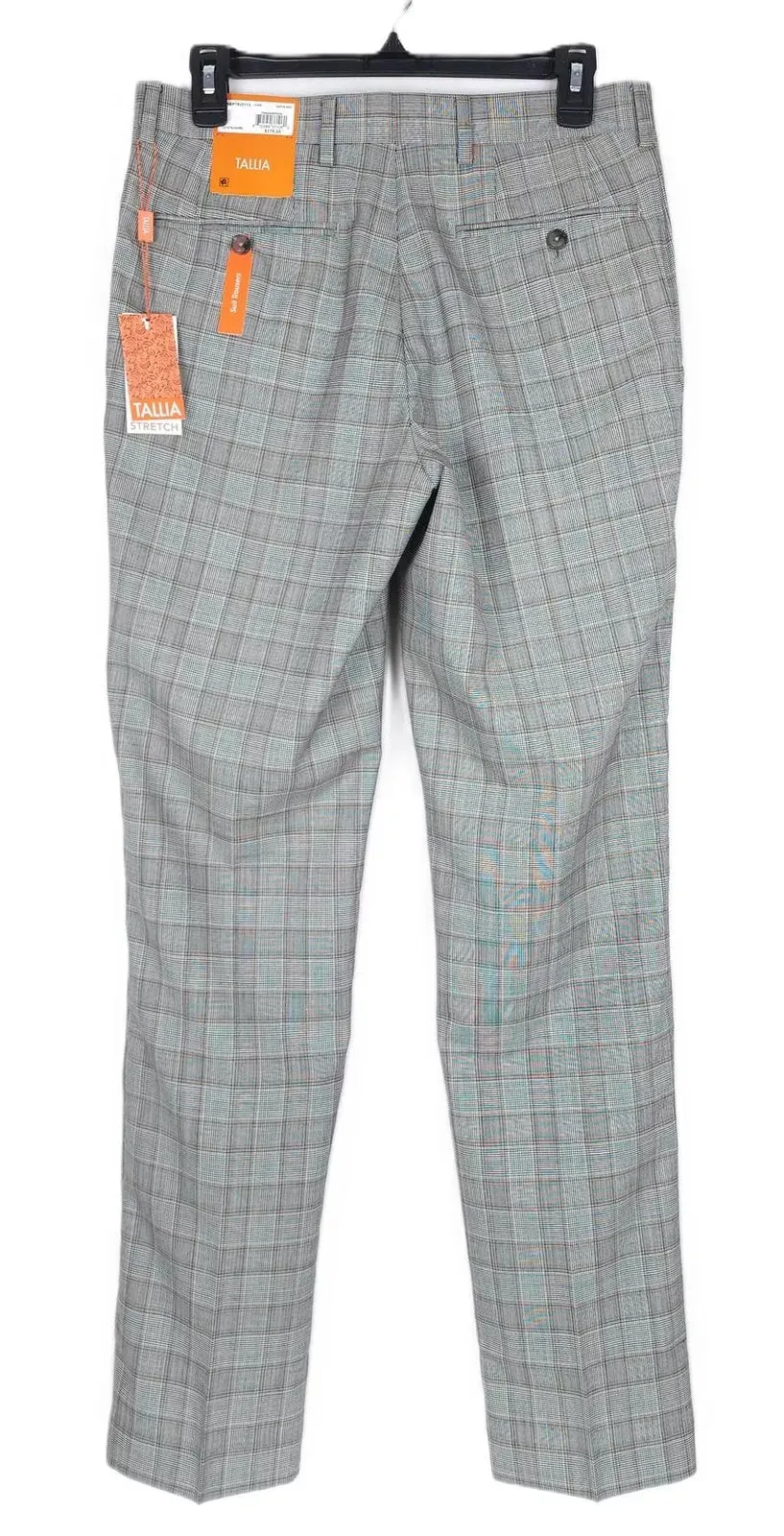 Tallia Mens Slim Fit Plaid Wool Suit Dress Pants Grey Brown 34 x 34