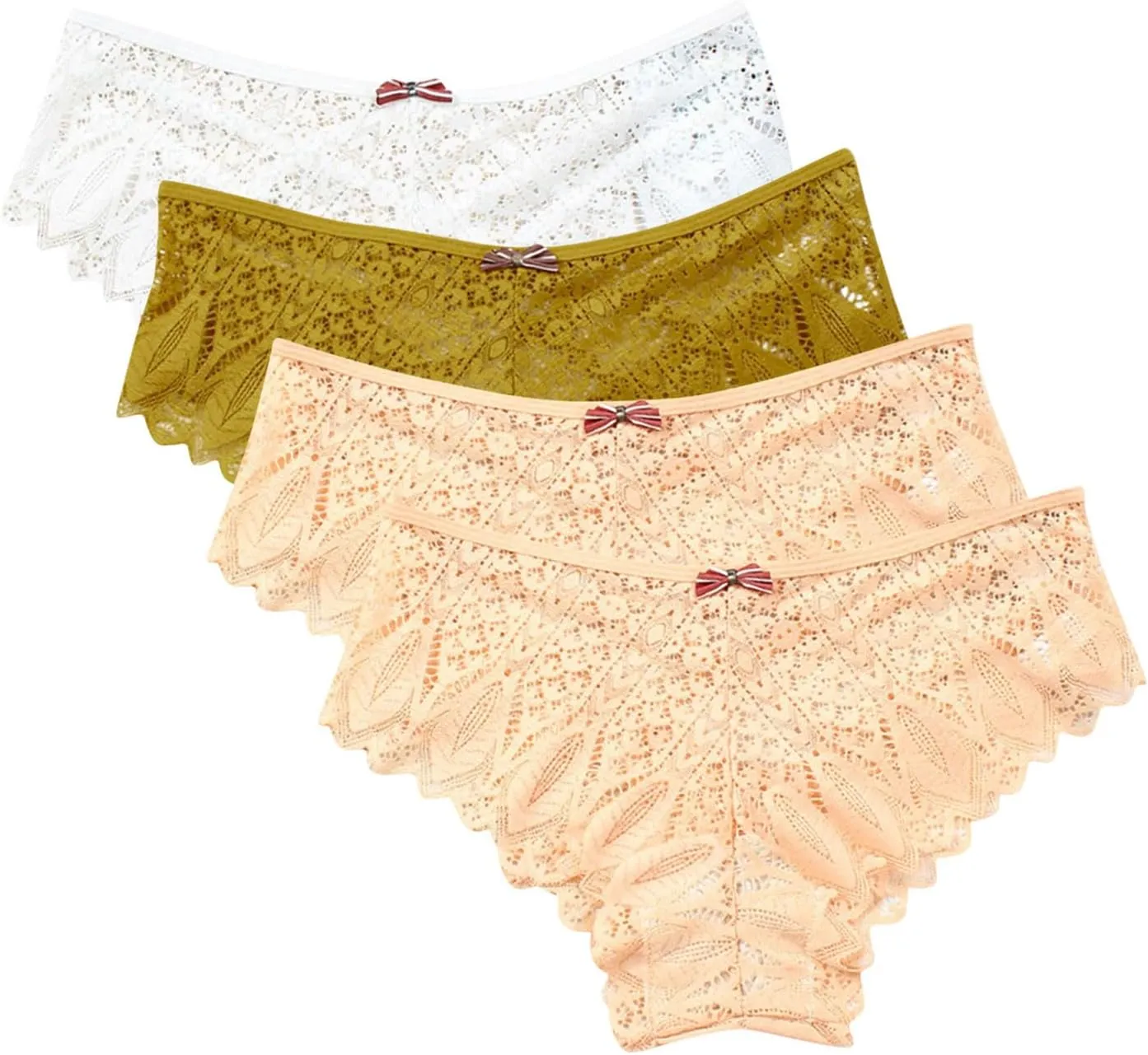 TANGNADE 4 Pack Womens Lace Underwear Seamless No Show Bikini Panties High Waist Seamless Underwear Lace