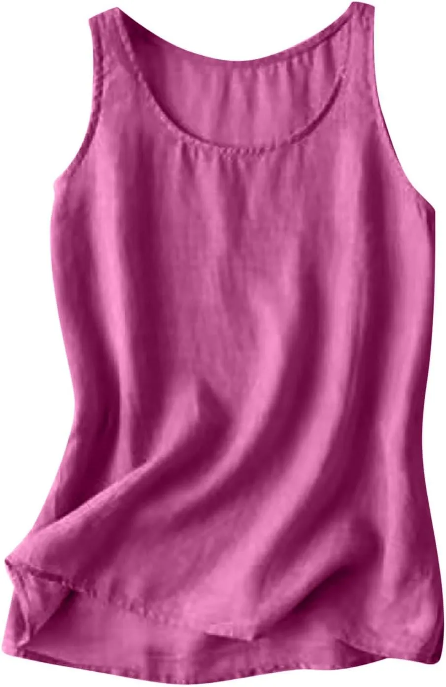 Tank Tops for Women Gauze Crewneck Sleeveless Shirts Solid Color Workout Tee Summer Beach Vacation Outfits Clothes