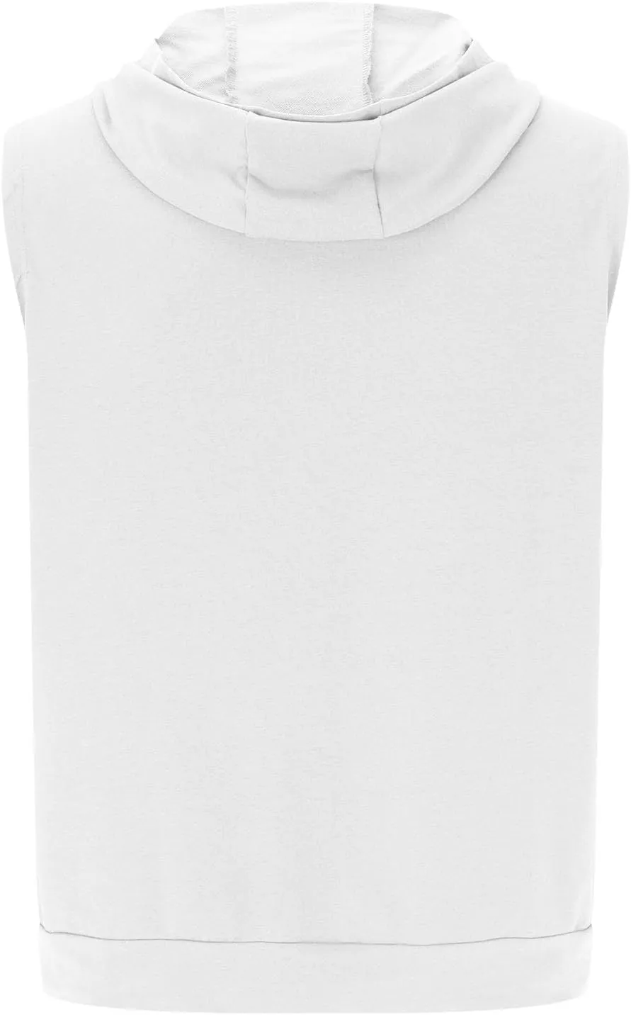 Tank Tops Men Stylish Zipper Vest Mens Bodybuilding Gym Vest Hooded T-Shirts Sleeveless Hoodies Workout Muslce Tops