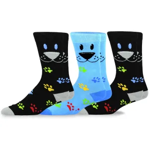 TeeHee Socks Men's Novelty Cotton Crew Dog Face 3-Pack (11130)