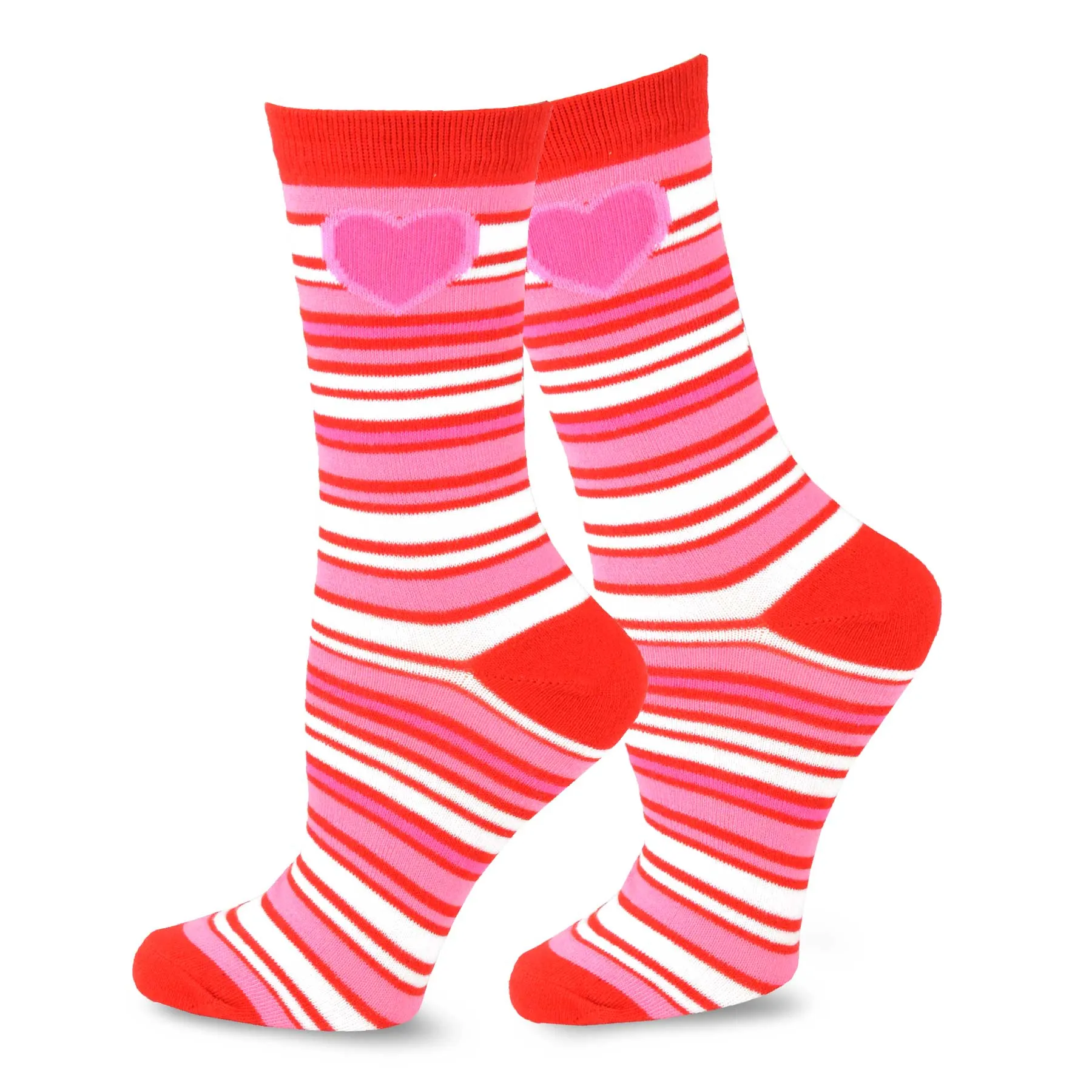 TeeHee Socks Women's Valentine Cotton Crew Pink Heart 3-Pack (11454)