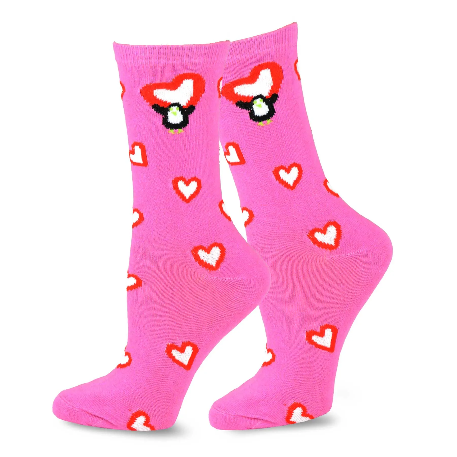 TeeHee Socks Women's Valentine Cotton Crew Pink Heart 3-Pack (11454)