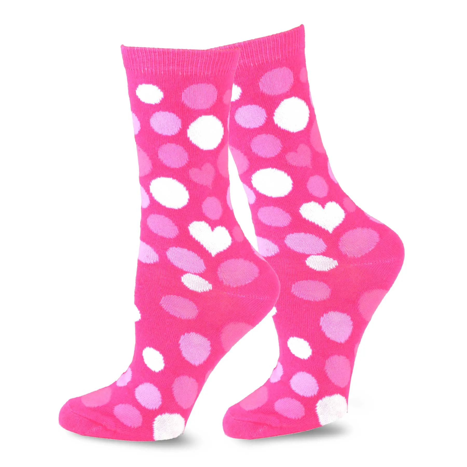 TeeHee Socks Women's Valentine Cotton Crew Pink Heart 3-Pack (11454)