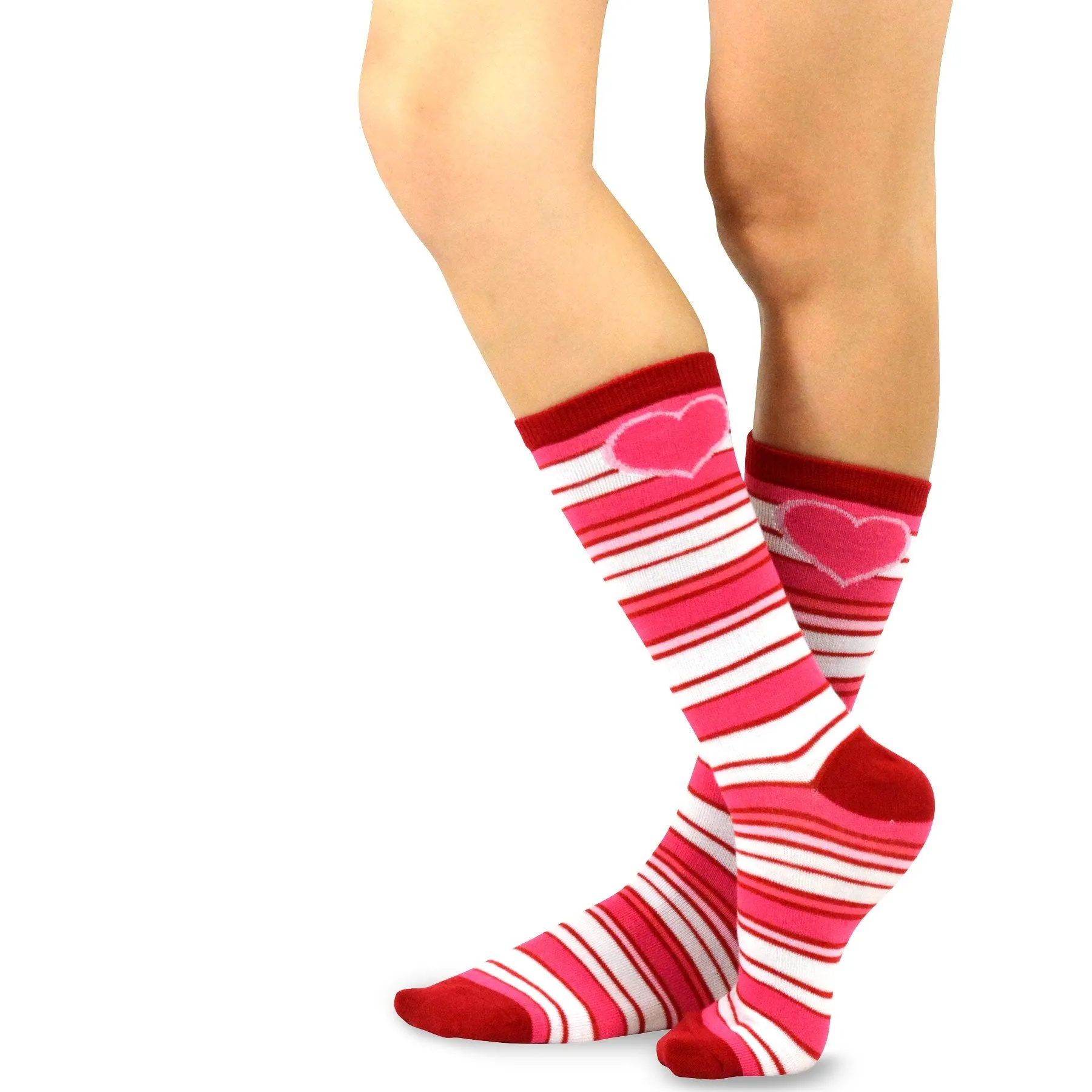 TeeHee Socks Women's Valentine Cotton Crew Pink Heart 3-Pack (11454)