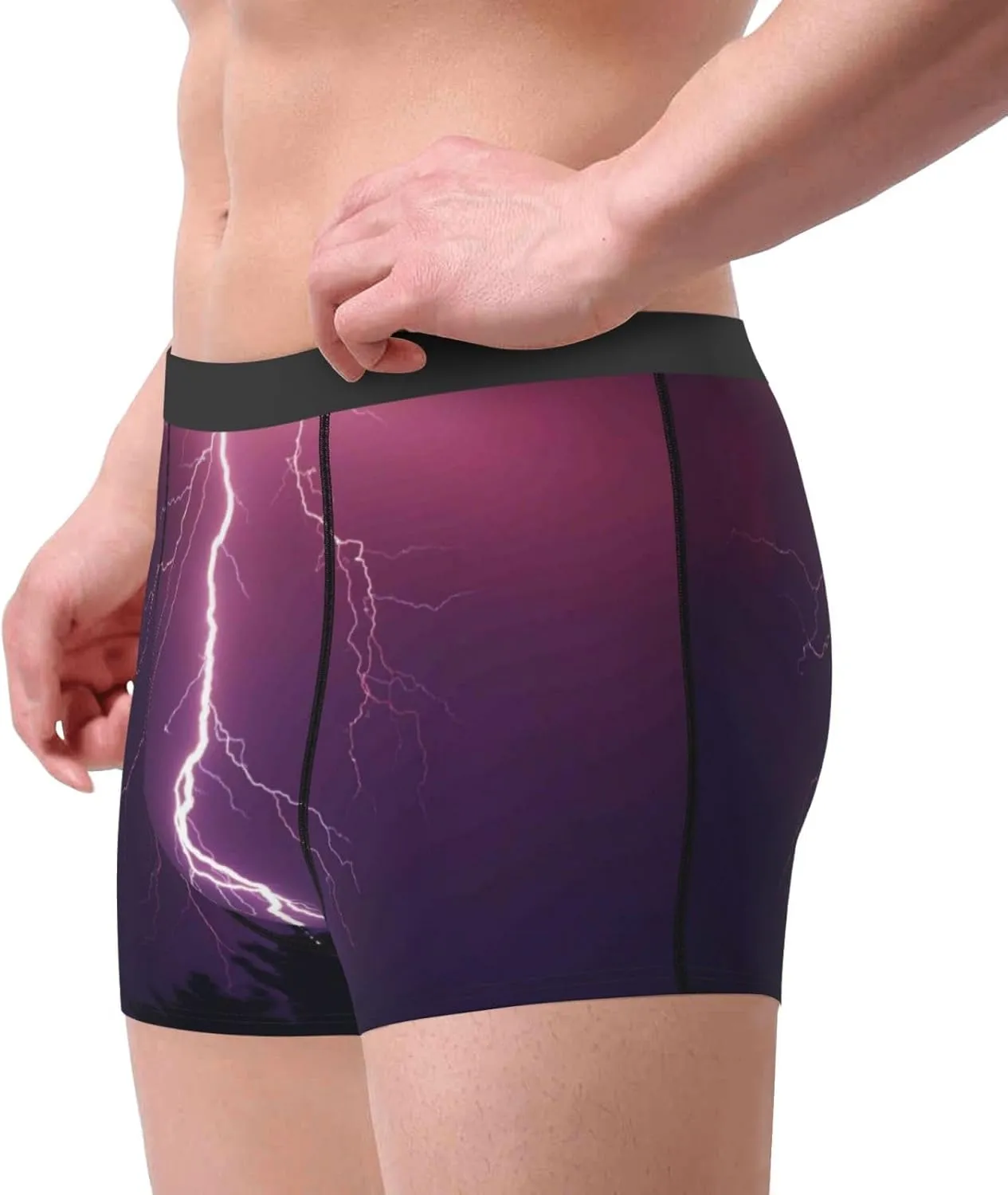 Thunderstorm Violet Purple Print Boxer Briefs For Men Breathable Underwear-