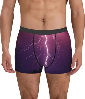 Thunderstorm Violet Purple Print Boxer Briefs For Men Breathable Underwear-
