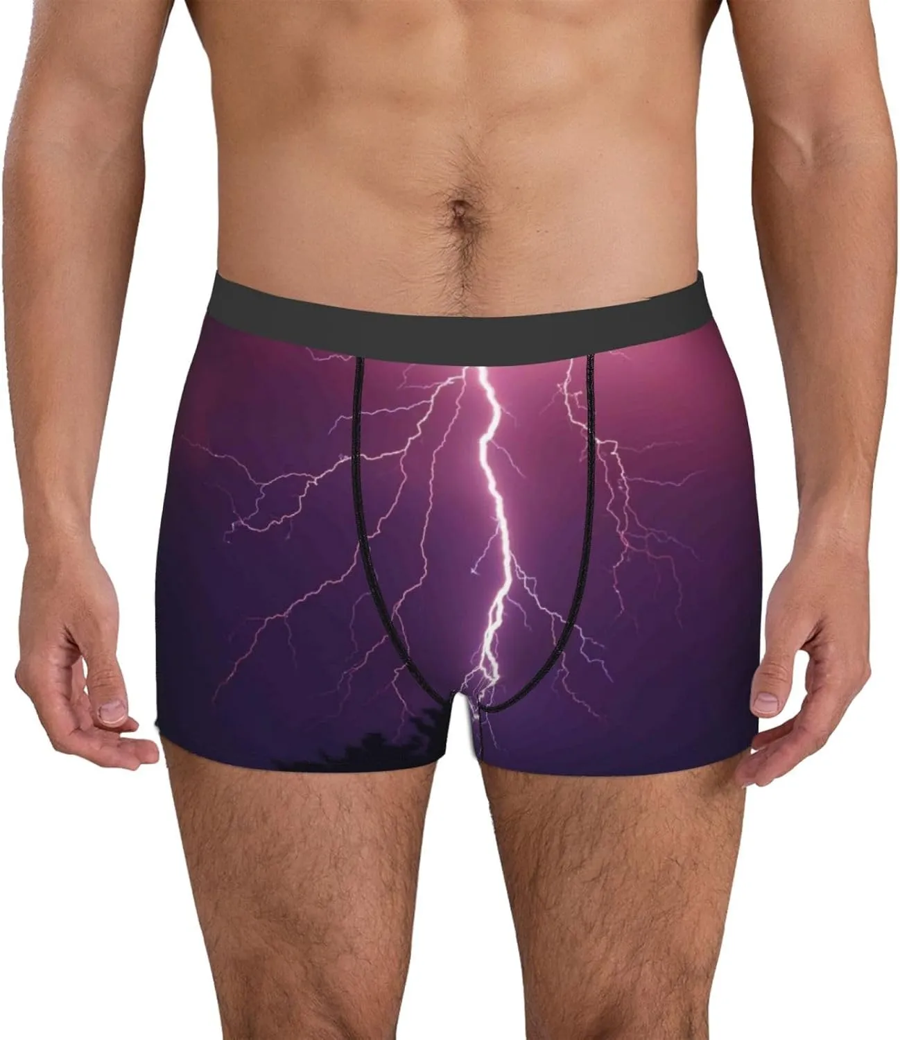 Thunderstorm Violet Purple Print Boxer Briefs For Men Breathable Underwear-