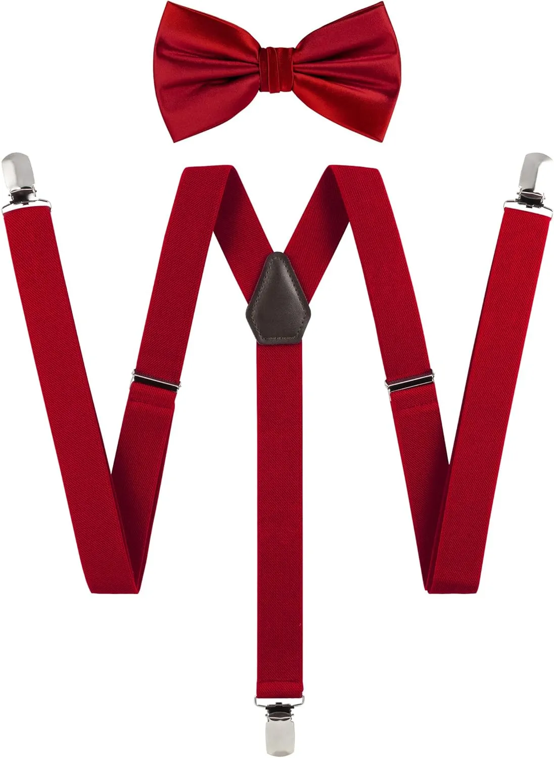 TIE G Solid Color Men's Suspender   Woven Bow Tie Set for Wedding : Vivid Color, Adjustable Brace, Strong Clip, Elastic Band