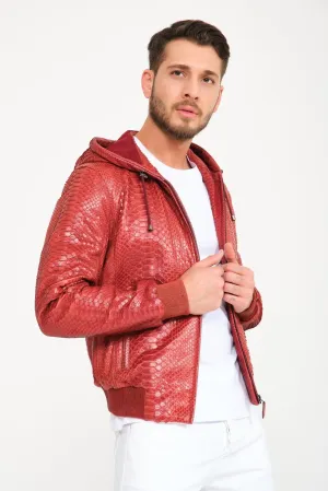 Tile Color Python Leather Jacket