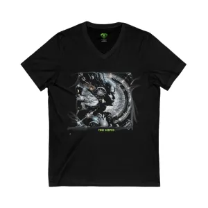 Time Keeper, Unisex Jersey Short Sleeve V-Neck Tee
