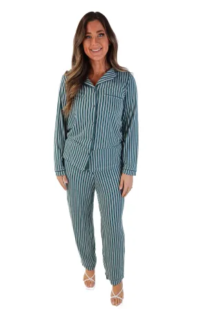 Tommy John green/white striped pajama set (M; retail $136)