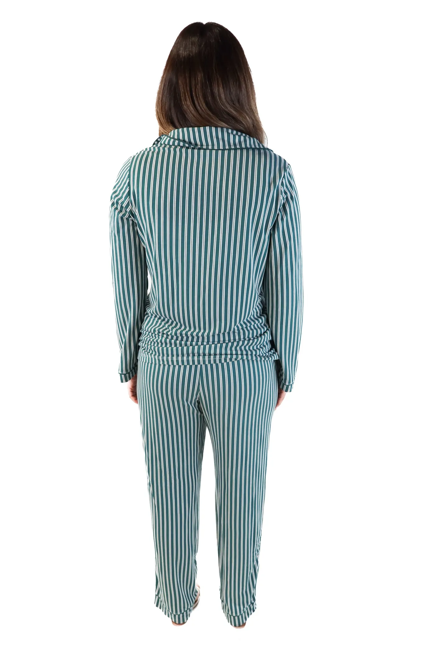 Tommy John green/white striped pajama set (M; retail $136)