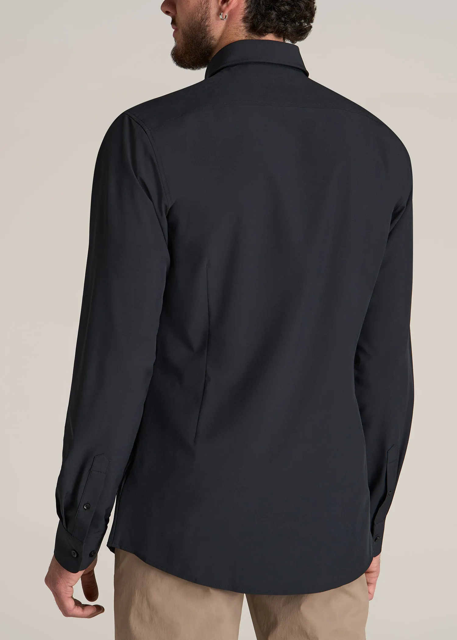 Traveler Stretch Dress Shirt for Tall Men in Black