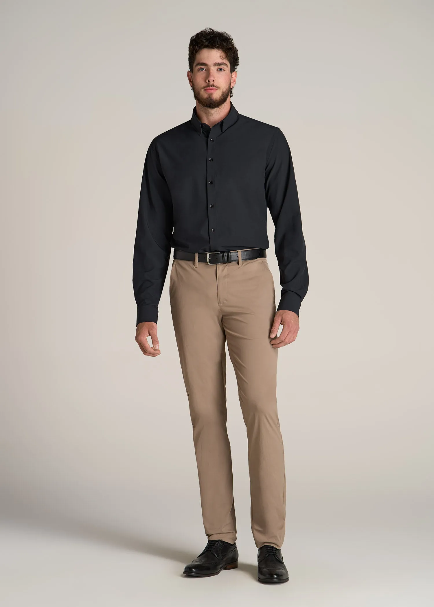 Traveler Stretch Dress Shirt for Tall Men in Black