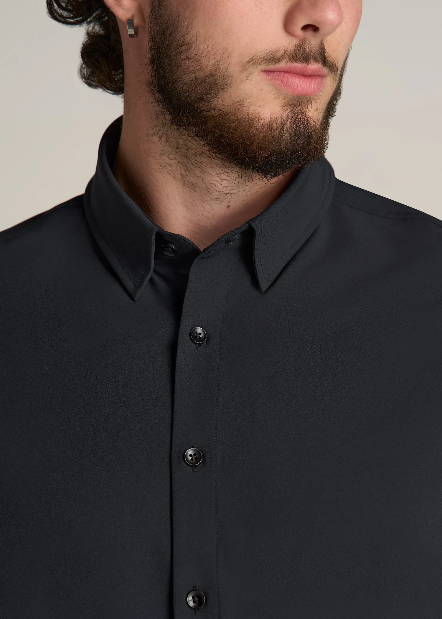 Traveler Stretch Dress Shirt for Tall Men in Black