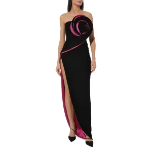 Trend4us Elegant Asymmetric Strapless High Slit Evening Gown