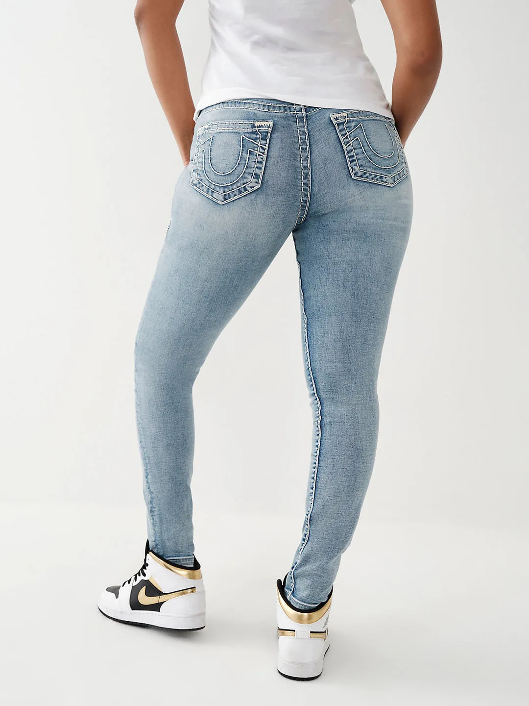 True Religion Womens Super T Halle Super Skinny Fit Blue Mid Rise Jeans