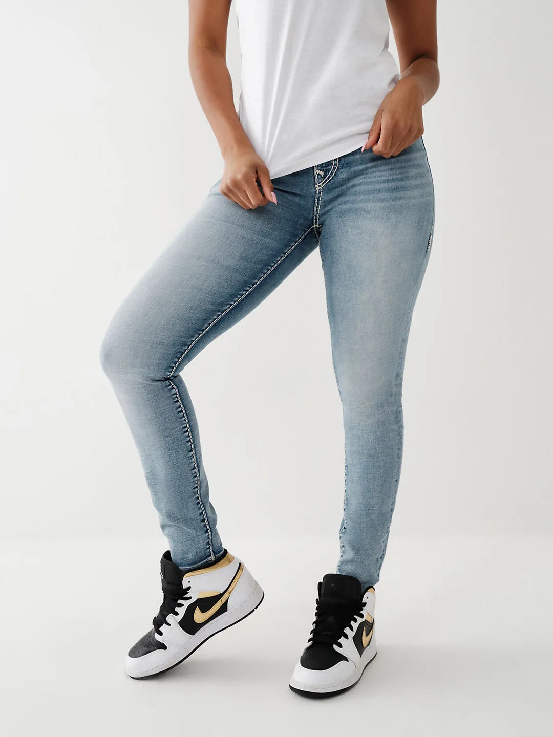 True Religion Womens Super T Halle Super Skinny Fit Blue Mid Rise Jeans