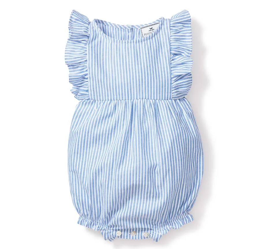 Twill Ruffle Romper - Seersucker