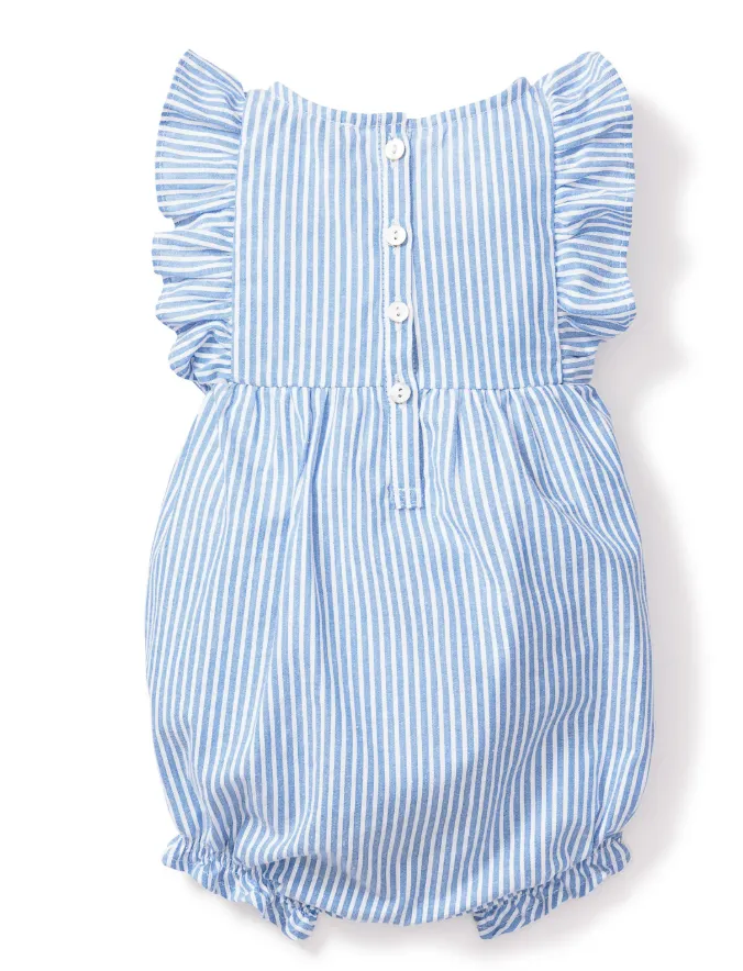 Twill Ruffle Romper - Seersucker