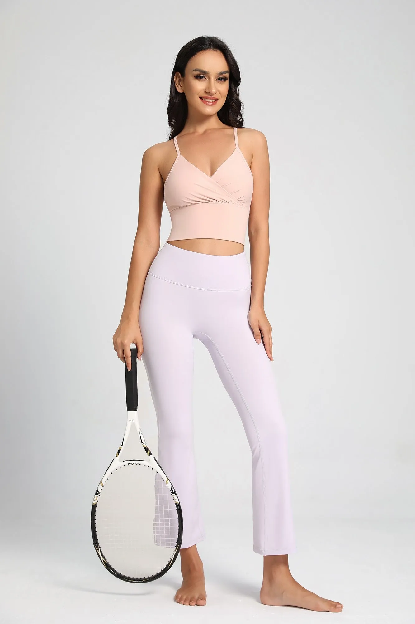 Twist Front Thin Straps Y-Back Sports Bra