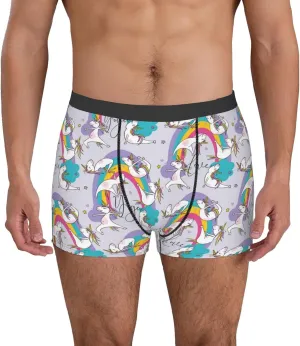Unicorn Doingyoga Print Boxer Briefs For Men Breathable Underwear-