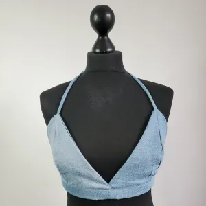 Upcycled Denim Halter Bralette | Size 12-14