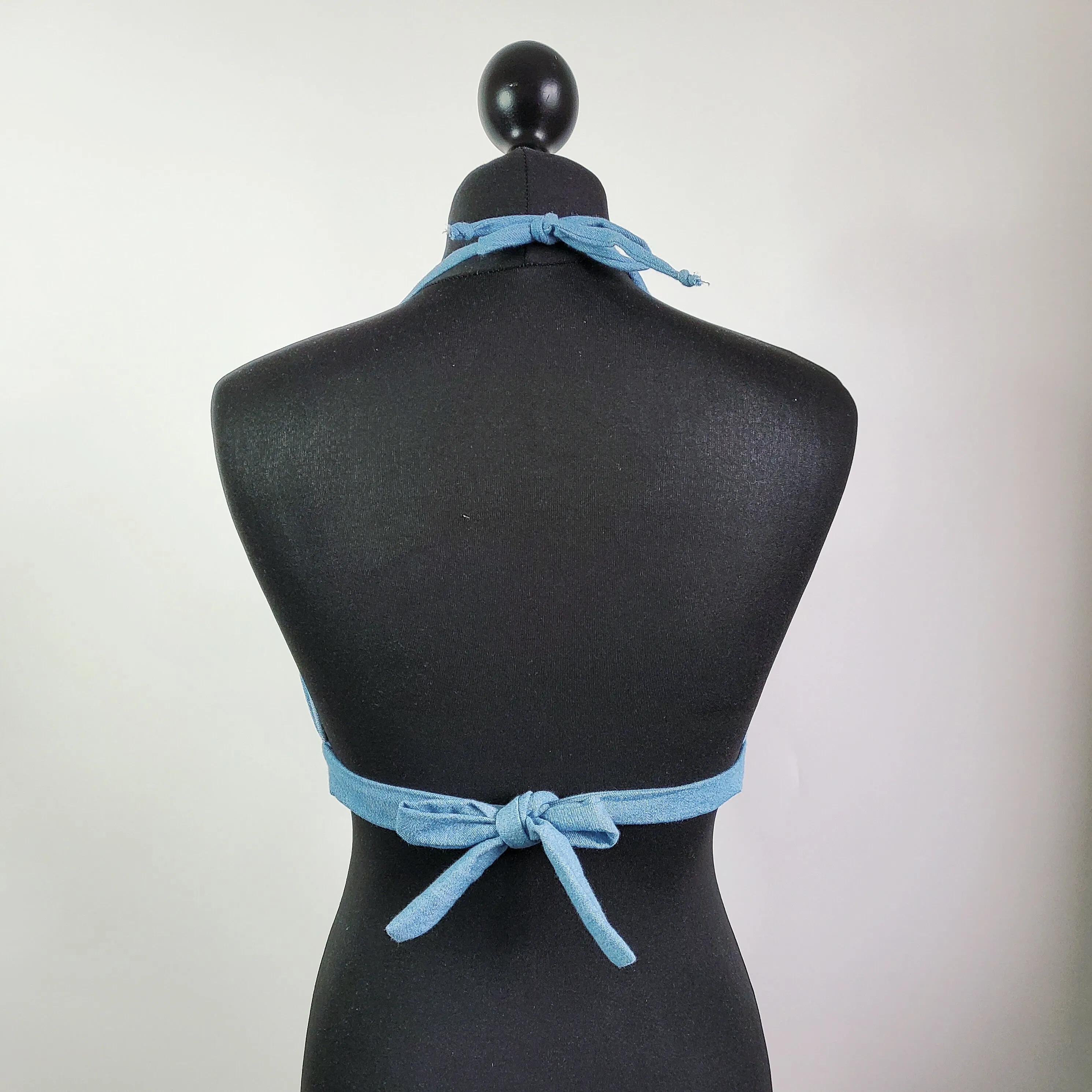 Upcycled Denim Halter Bralette | Size 12-14