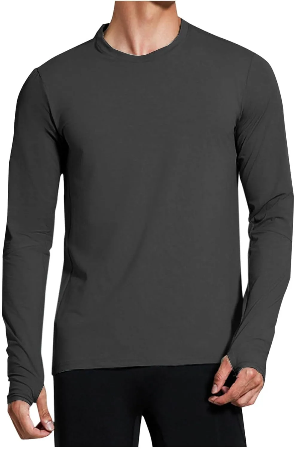 UPF 50  Mens Swim Shirts, Long Sleeve Sun Protection Fishing Rash Guard, Quick Dry UV Hiking T Shirt with Thumbhole