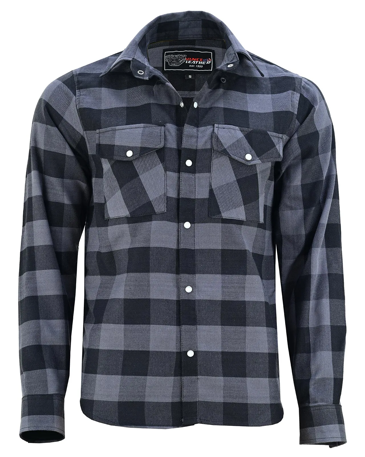Vance Grey Men's Long Sleeve Plaid Snap Down Casual Flannel Shirt