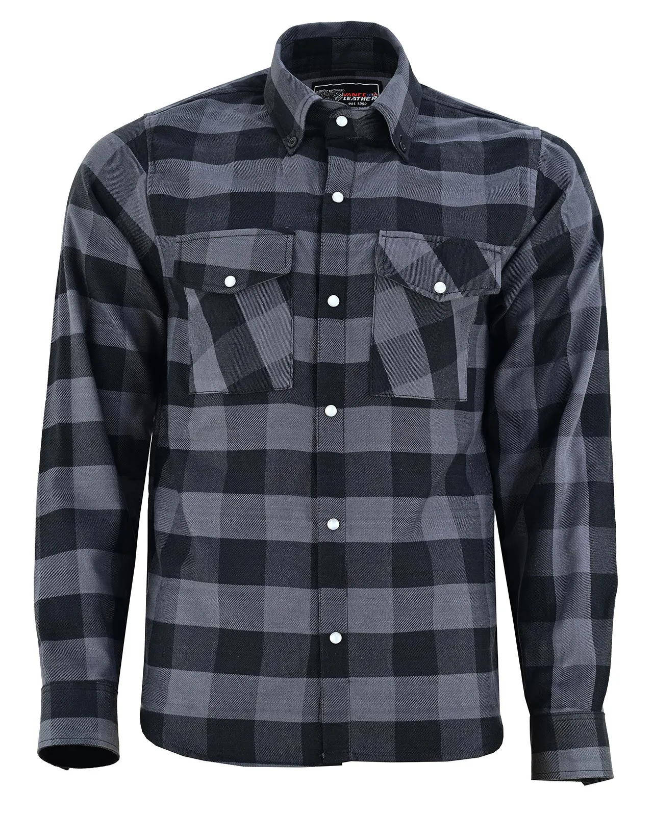 Vance Grey Men's Long Sleeve Plaid Snap Down Casual Flannel Shirt