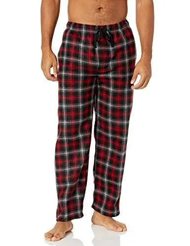 Varsity Men's Micro Fleece Sleep Pant and Crewneck Jersey Shirt Set, Red/Plaid, 2X-Large