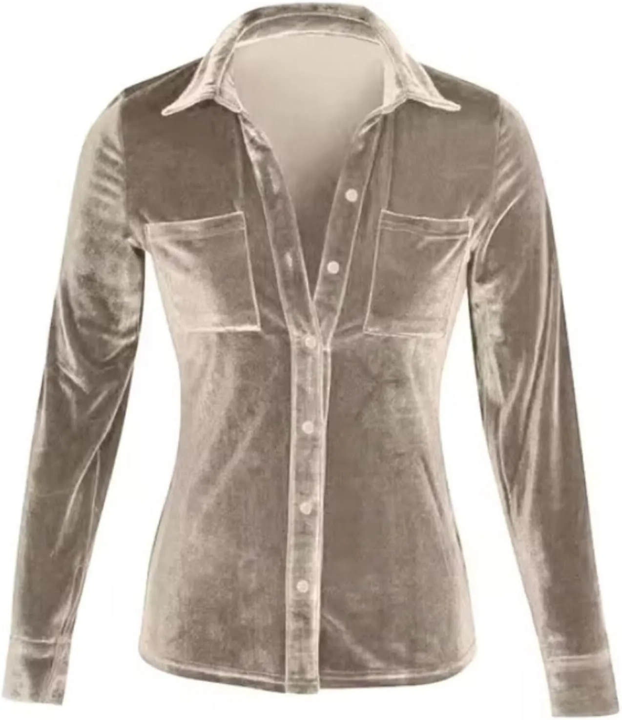 Velvet Top for Women Vintage Casual Button Down Shirts Retro Tops Long Sleeve Blouses