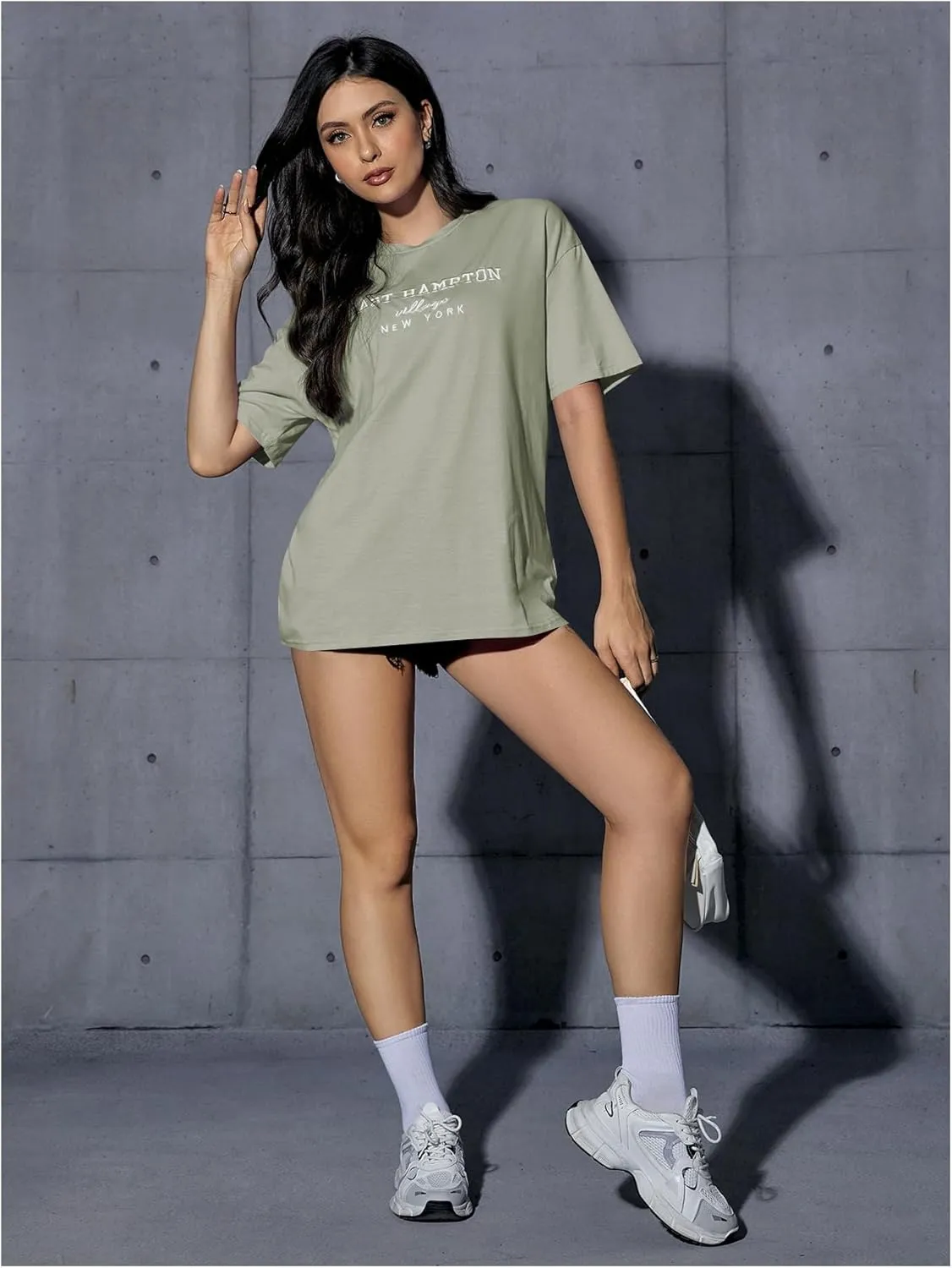 Verdusa Women's Oversized Letter Graphic Tees Embroidery Short Sleeve Shirts Tops