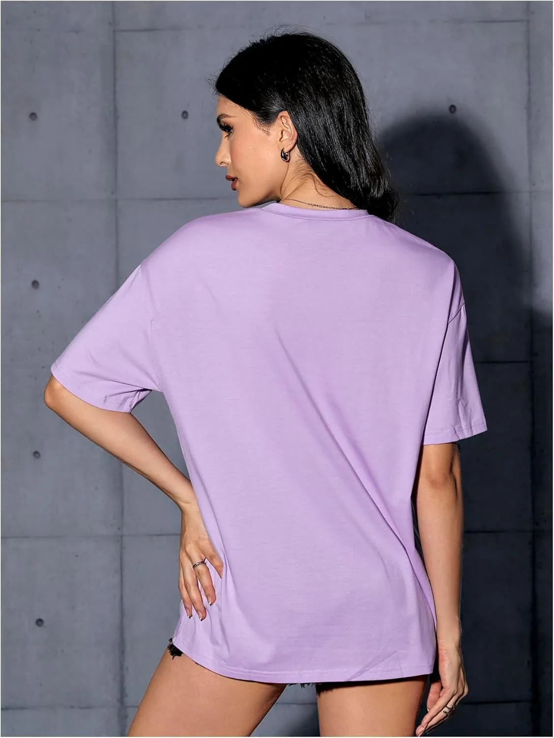 Verdusa Women's Oversized Letter Graphic Tees Embroidery Short Sleeve Shirts Tops