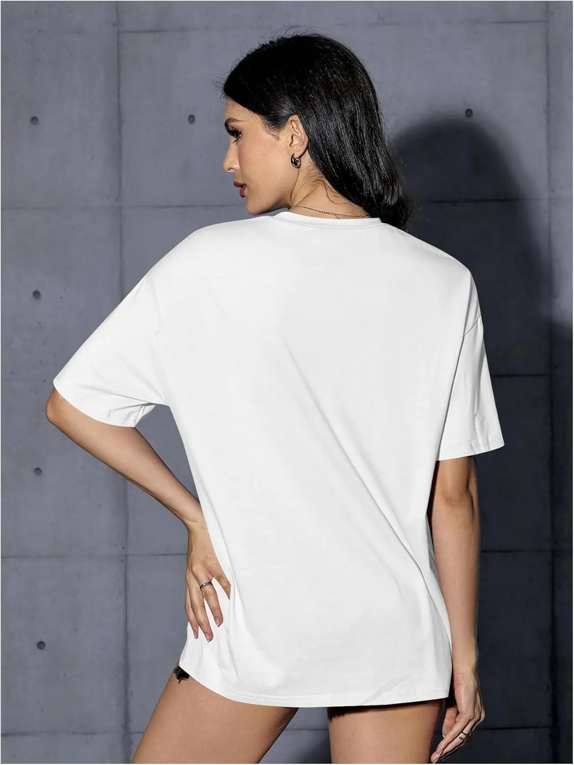 Verdusa Women's Oversized Letter Graphic Tees Embroidery Short Sleeve Shirts Tops