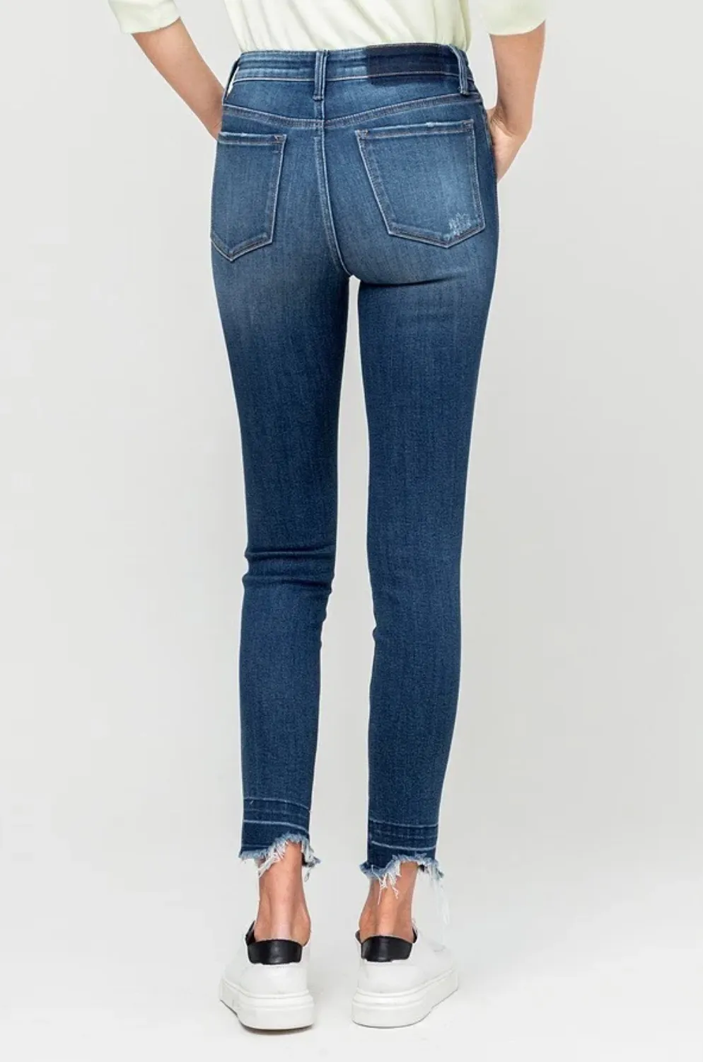 vervet by flying monkey: high rise released distressed hem ankle skinny jean - lobby